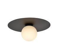 Plafoniera Minimal 1 Luce Mnemosine In Acciaio Nero E Sfera Di Vetro Opale [EEK: A++]
