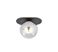 Plafoniera Minimal 1 Luce Teia In Acciaio Nero E Sfera Vetro Fumè