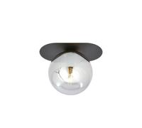 Plafoniera Minimal 1 Luce Teia In Acciaio Nero E Sfera Vetro Fumè [EEK: A++]