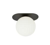 Plafoniera Minimal 1 Luce Teia In Acciaio Nero E Sfera Vetro Opale [EEK: A++]
