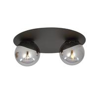 Plafoniera Minimal 2 Luci Mnemosine In Acciaio Nero E Sfere Di Vetro Fumè [EEK: A++]
