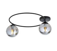 Plafoniera Minimal 2 Luci Perseo In Acciaio Nero E Sfere In Vetro Fumè [EEK: A++]