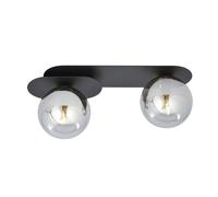 Plafoniera Minimal 2 Luci Teia In Acciaio Nero E Sfere Vetro Fumè [EEK: A++]