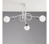 Plafoniera Minimal 3 Luci in Ferro Laccato Bianco Particolari Cromo Serie Pop [EEK: A++]