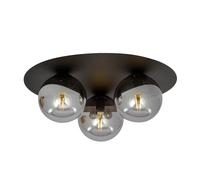 Plafoniera Minimal 3 Luci Mnemosine In Acciaio Nero E Sfere Di Vetro Fumè [EEK: A++]