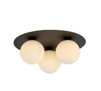 Plafoniera Minimal 3 Luci Mnemosine In Acciaio Nero E Sfere Di Vetro Opale [EEK: A++]