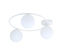 Plafoniera Minimal 3 Luci In Acciaio Bianco E Sfere In Vetro Bianco