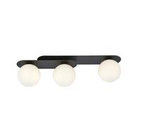 Plafoniera Minimal 3 Luci Teia In Acciaio Nero E Sfere Vetro Opale [EEK: A++]