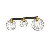 Plafoniera Minimal Industrial Geb 3 Luci Lineari Nera E Oro