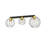 Plafoniera Minimal Industrial Geb 3 Luci Lineari Nera E Oro [EEK: A++]