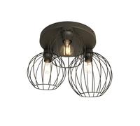 Plafoniera Minimal Industrial Geb 3 Luci Tonda Nera