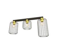 Plafoniera Minimal Industrial Njoror 3 Luci Lineari Nera E Oro