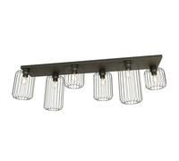 Plafoniera Minimal Industrial Njoror 6 Luci Lineari Nera