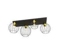 Plafoniera Minimal Industrial Orion 4 Luci Lineari Nera E Oro