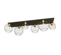 Plafoniera Minimal Industrial Orion 6 Luci Lineari Nera E Oro