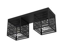 Plafoniera Minimal Piedritas Acciaio Nero 2 Luci E27