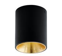 Eglo Polasso Plafoniera LED, lampada da soffitto in metallo nero e oro, lampada da soggiorno bianco caldo, diametro 10 cm