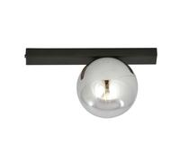 Plafoniera Moderna 1 Luce Giapeto Barra In Acciaio Nero E Sfera Di Vetro Fumè [EEK: A++]