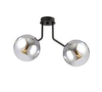 Plafoniera Moderna 2 Luci Orione In Acciaio Nero E Sfere Vetro Fumè [EEK: A++]