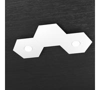 Plafoniera Moderna 3 Moduli Hexagon Metallo Bianco 2 Luci Led 12X2W