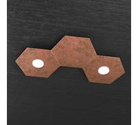 Plafoniera Moderna 3 Moduli Hexagon Metallo Foglia Rame 2 Luci Led 12X2W