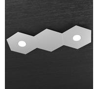 Plafoniera Moderna 3 Moduli Hexagon Metallo Grigio 2 Luci Led 12X2W