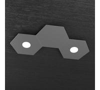 Plafoniera Moderna 3 Moduli Hexagon Metallo Grigio Antracite 2 Luci Led 12X2W