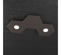 Plafoniera Moderna 3 Moduli Hexagon Metallo Marrone 2 Luci Led 12X2W