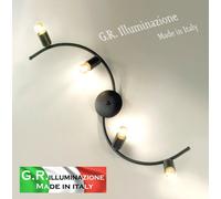 PLAFONIERA MODERNA 4 LUCI NERO LAMPADARIO DA SOFFITTO MODERNO BINARIO CUCINA No.