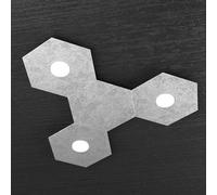 Plafoniera Moderna 4 Moduli Hexagon Metallo Foglia Argento 3 Luci Led 12X3W