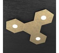HEXAGON APPLIQUE-PLAFONIERA 3 LUCI + 1 DECORATIVO FOGLIA ORO 1142-3L1D-FO