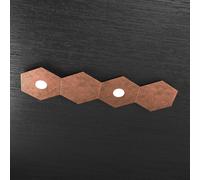 Plafoniera Moderna 4 Moduli Hexagon Metallo Foglia Rame 2 Luci Led 12X2W