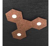 Plafoniera Moderna 4 Moduli Hexagon Metallo Foglia Rame 3 Luci Led 12X3W