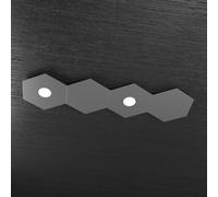 Plafoniera Moderna 4 Moduli Hexagon Metallo Grigio Antracite 2 Luci Led 12X2W