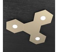 Plafoniera Moderna 4 Moduli Hexagon Metallo Sabbia 3 Luci Led 12X3W