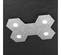Plafoniera Moderna 5 Moduli Hexagon Metallo Foglia Argento 4 Luci Led 12X4W [EEK: A++]