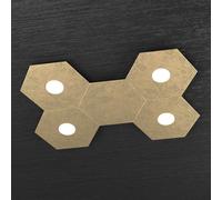 Plafoniera Moderna 5 Moduli Hexagon Metallo Foglia Oro 4 Luci Led 12X4W [EEK: A++]