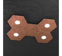 Plafoniera Moderna 5 Moduli Hexagon Metallo Foglia Rame 4 Luci Led 12X4W