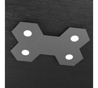 Plafoniera Moderna 5 Moduli Hexagon Metallo Grigio Antracite 4 Luci Led 12X4W [EEK: A++]