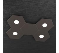 Plafoniera Moderna 5 Moduli Hexagon Metallo Marrone 4 Luci Led 12X4W