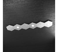 Plafoniera Moderna 6 Moduli Hexagon Metallo Foglia Argento 3 Luci Led 12X3W