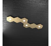HEXAGON APPLIQUE-PLAFONIERA 4 LUCI + 2 DECORATIVO FOGLIA ORO 1142-4L2D-FO