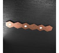 HEXAGON APPLIQUE-PLAFONIERA 3 LUCI + 3 DECORATIVO FOGLIA RAME 1142-3L3D-FR