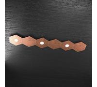 HEXAGON APPLIQUE-PLAFONIERA 3 LUCI + 3 DECORATIVO FOGLIA RAME 1142-3L3D-FR