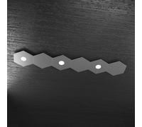 Plafoniera Moderna 6 Moduli Hexagon Metallo Grigio Antracite 3 Luci Led 12X3W