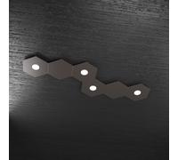Plafoniera Moderna 6 Moduli Hexagon Metallo Marrone 4 Luci Led 12X4W