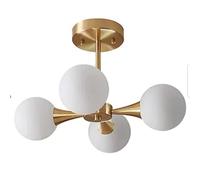 Plafoniera moderna a globo, lampadario Sputnik a semi-incasso in oro, lampada da soffitto in vetro smerigliato della metà del secolo, per soggiorno, sala da pranzo, camera da letto (4 luci) To pursue