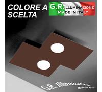 PLAFONIERA MODERNA A LED 2 LUCI CORTEN - NERO - BIANCO 34x37 cm LAMPADARIO Pluto