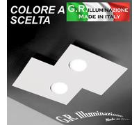PLAFONIERA MODERNA A LED 2 LUCI CORTEN - NERO - BIANCO 34x37 cm LAMPADARIO Pluto