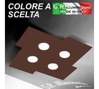 PLAFONIERA MODERNA A LED 4 LUCI CORTEN - NERO - BIANCO 50x50 cm LAMPADARIO Pluto